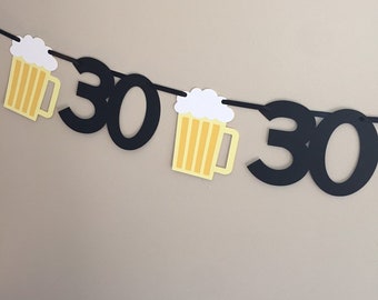 Beer birthday banner - beer garland - Cheers to 30 Years Banner - Cheers to 40 years banner -  30th Birthday Banner - 30th birthday decor