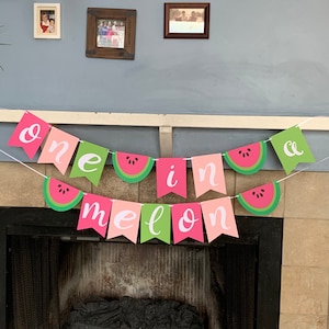 One in a Melon Banner- watermelon Banner - watermelon first Birthday - One in a melon first birthday - watermelon party - watermelon decor