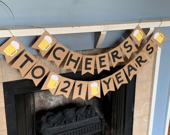 Cheers to 21 Years Banner - Beer Banner-  Birthday Decorations - 21st birthday banner - dirty 30 - 21st birthday decorations