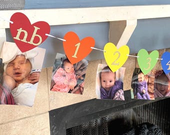 Rainbow Photo Banner, Rainbow Banner, Rainbow first birthday banner, Rainbow Birthday Banner, Rainbow Birthday decorations, rainbow baby