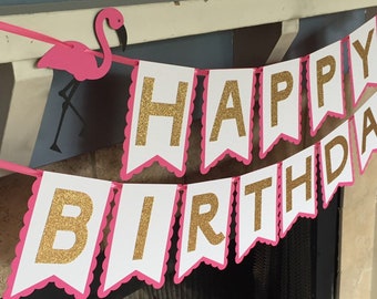Flamingo Birthday banner - Flamingo birthday decorations - flamingo party - flamingo decor - flamingo first birthday decor