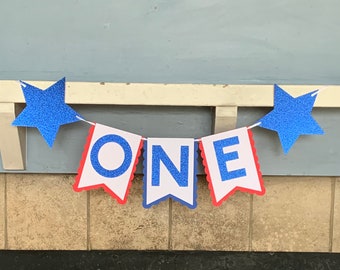 4th of July Banner - 4th of July Birthday Banner - little firecracker birthday banner - red white and two banner - red white and blue banner