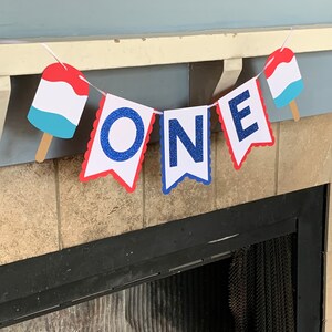 Patriotic birthday banner - 4th of July Banner - 4th of July Birthday Banner - little firecracker birthday banner - red white and two banner