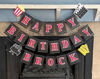 Movie Theme Birthday banner, Movie Banner, Movie Birthday, Movie Night Banner, Movie Night Birthday Banner, Movie Night, Movie Night Party