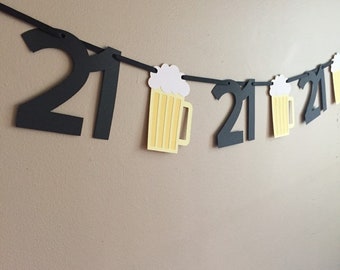 Beer birthday banner - beer garland - Cheers to 30 Years Banner - Cheers to 40 years banner -  30th Birthday Banner - 21st birthday decor