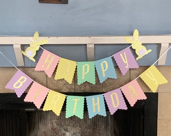 Easter Birthday Banner - Easter Birthday Sign - Some Bunny Birthday Banner - Some Bunny Decorations - Bunny Birthday - Bunny Decorations