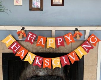 Happy Thanksgiving Banner, Turkey Birthday Banner, Thanksgiving Decorations, Friendsgiving Decor, Thanksgiving Birthday, turkey decor