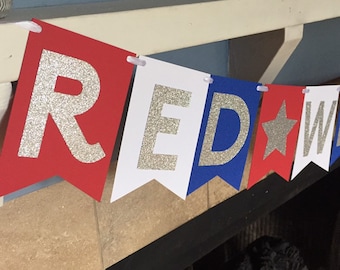 Red White and Two banner - 4th of July Banner - 4th of July Birthday Banner - little firecracker birthday banner - - red white and blue bann