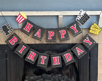 Movie Theme Birthday banner, Movie Banner, Movie Birthday, Movie Night Banner, Movie Night Birthday Banner, Movie Night, Movie Night Party