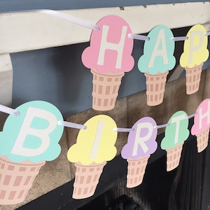 Ice Cream Birthday Banner - Ice Cream Birthday Party - Summer Birthday Banner - Ice Cream Bar Banner - Ice Cream Birthday Decorations