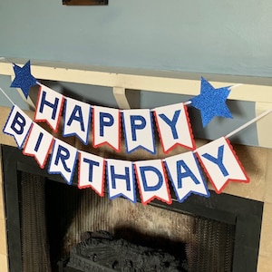 4th of July Banner - 4th of July Birthday Banner - little firecracker birthday banner - red white and two banner - red white and blue banner