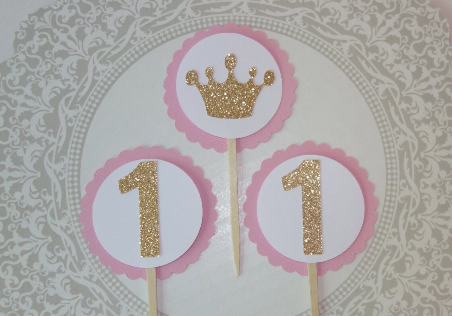 Princess Crown Cupcake Toppers Princess Birthday Princess Etsy