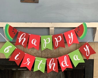 Watermelon Banner- One in a Melon Banner - watermelon first Birthday - One in a melon first birthday - watermelon party - watermelon decor