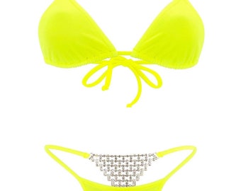 Rhinestone Thong Bikini Set  ( The Kendall  )  By Ashley Gates