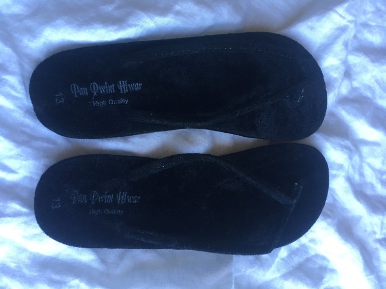 Black Velvet Flip Flops Thongs Slip on Sandals From Myanmar Burma