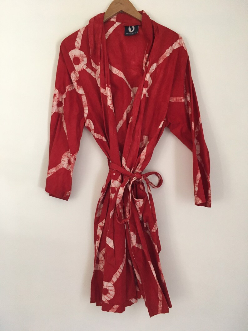 Made in Portugal batik robe 100/% cotton luxury high quality super soft authentic batik wear like a kimono or dress belted tie front mid calf