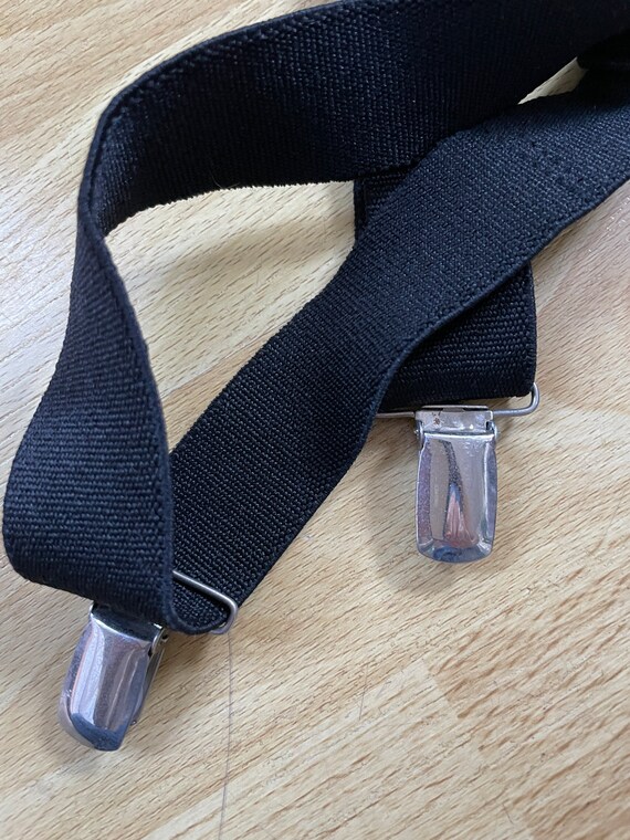 Vintage suspenders solid black elastic stretch ma… - image 3