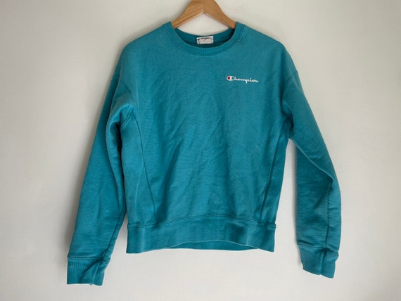 Vintage Champion Pullover Sweatshirt Turquoise Blue Aquamarine