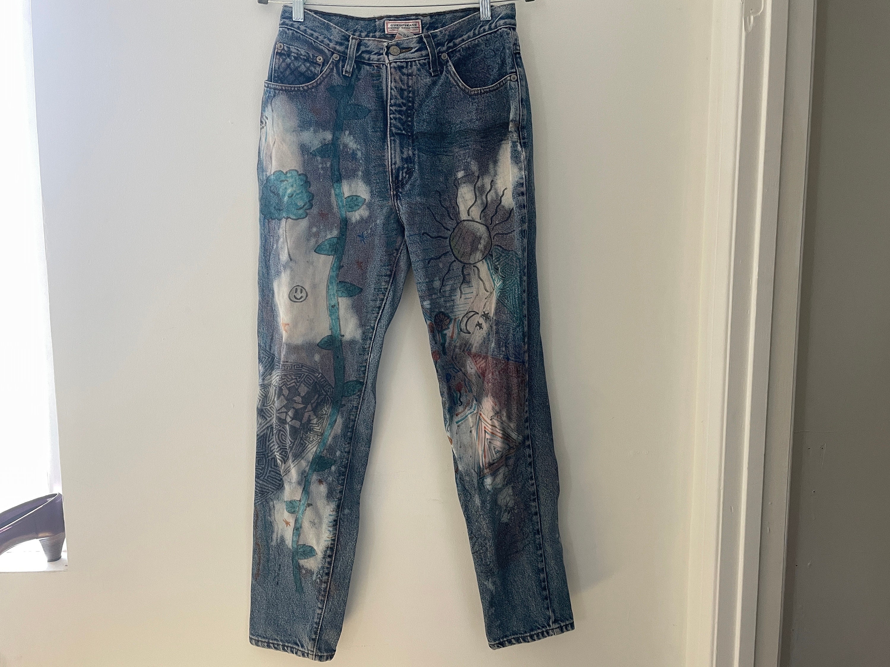 90s Painted Jeans - Etsy 90s Painted Jeans - Etsy