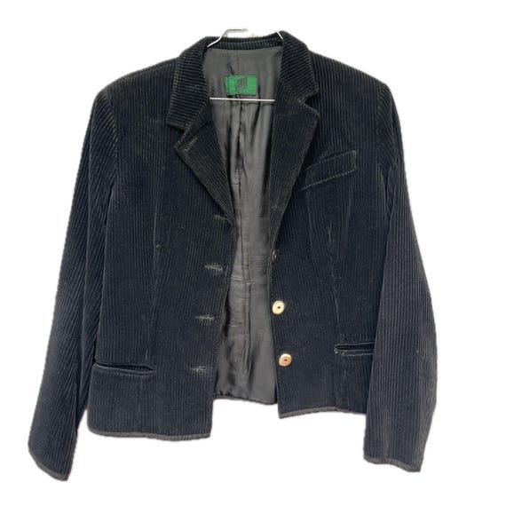 Jean Paul Gaultier Juniors Corduroy Blazer Black Tailored Editorial Jacket made in Italy cotton 90s authentic designer genuine iconic button View 4