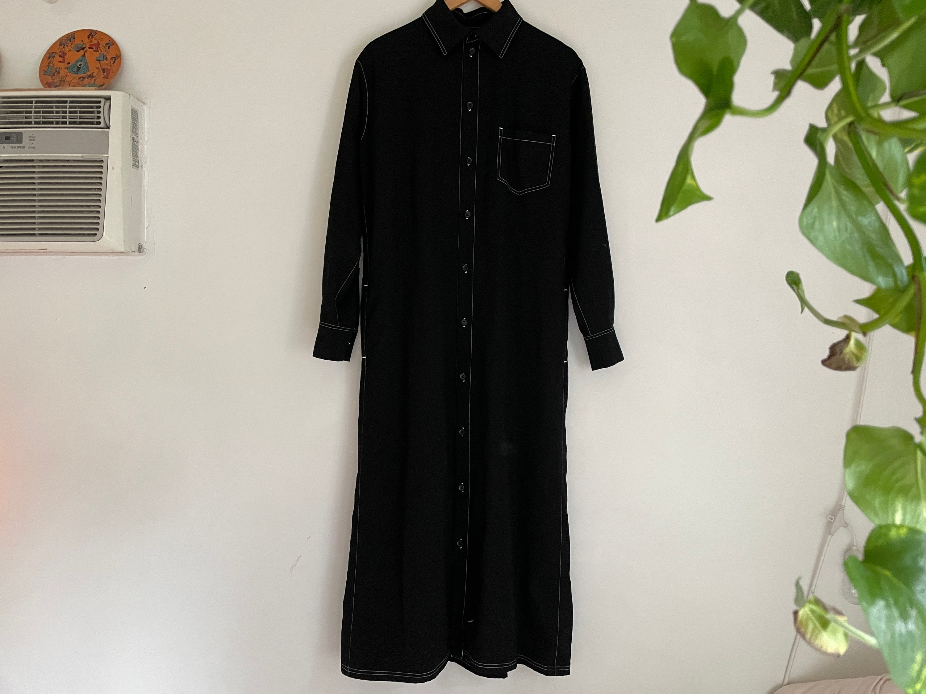 RAYON GEORGETTE OPEN COLLAR SLEEVELESS DRESS(XS Black): Vintage 1.1｜THE  SHOP YOHJI YAMAMOTO