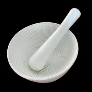 Mortero y maja de cerámica estilo japonés coreano Suribachi, molinillo de especias estriado para pesto y salsa, ideal para la cocina, decoración rústica y hogareño. Tazón mediano.