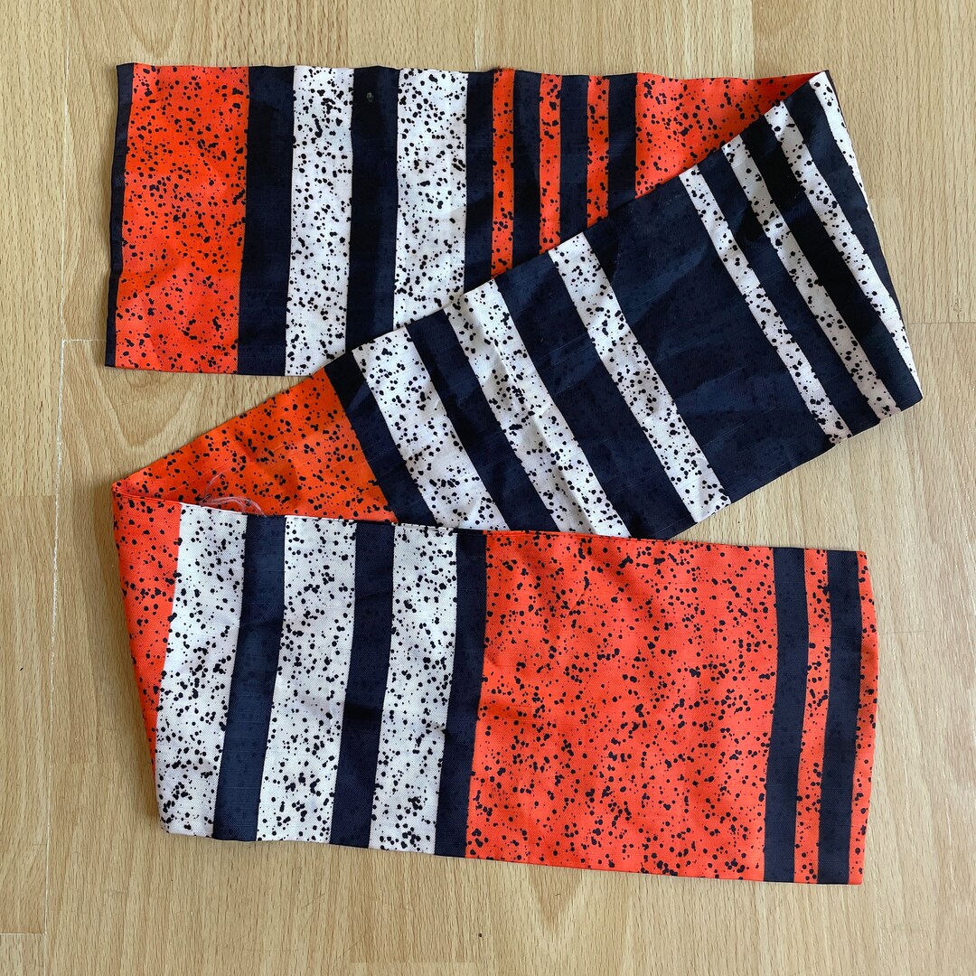 Silky Japanese Scarf Hankie Bandana Ascot Rectangle Orange Black White ...