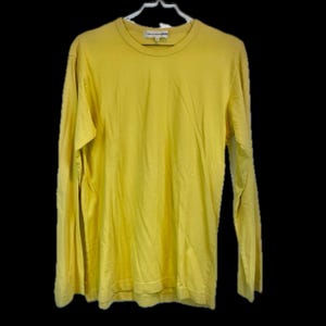Comme Des Garcons butter cream yellow pullover t shirt 100% cotton crewneck long sleeve unisex japanese designer made in japan medium cdg