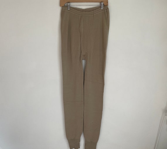 Vintage Japanese Mushroom Color Tan Long Underwear Thermal Cuffed