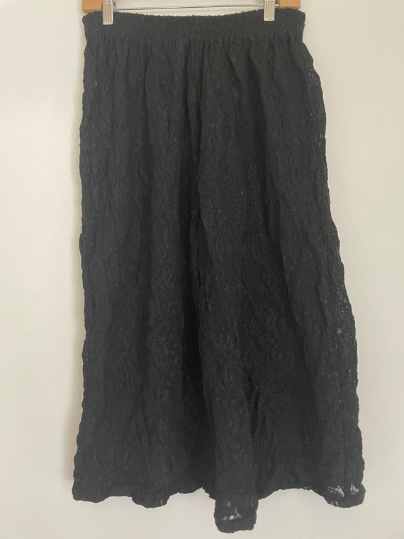 vintage black lace rayon gauchos bloomers shorts … - image 5