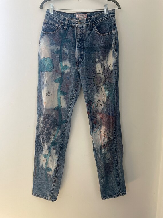 90s Guess art to wear painted classic blue denim … - image 2