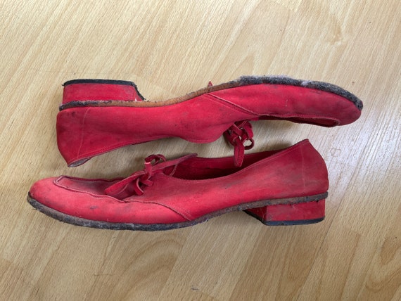 Vintage 1940s Italian red suede loafers oxfords l… - image 2