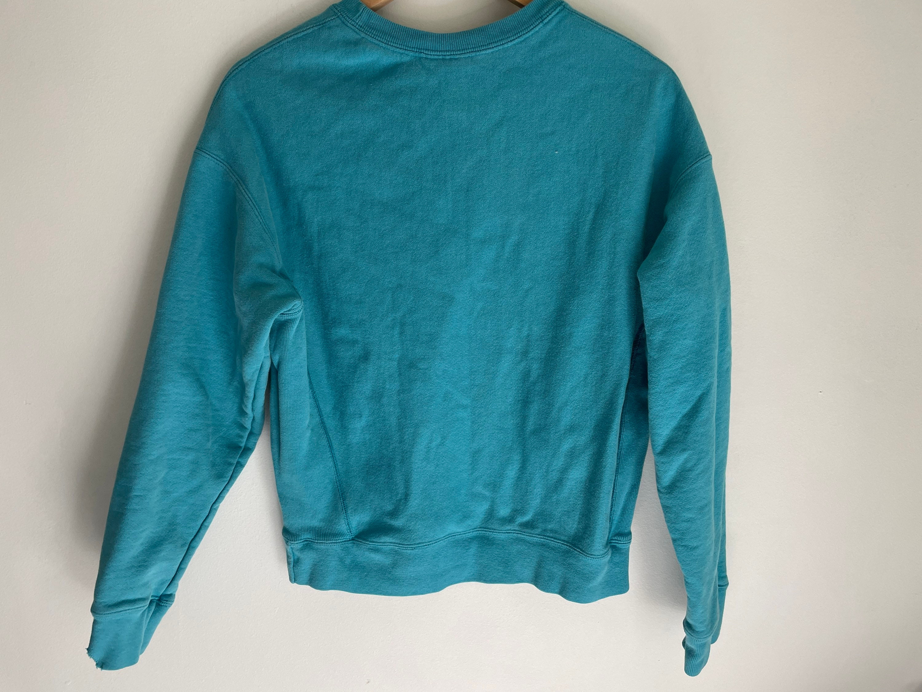 Vintage Champion Pullover Sweatshirt Turquoise Blue Aquamarine Cropped  Cotton Medium Reverse Weave Distressed Crewneck Long Sleeve Ladies M - Etsy