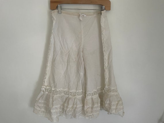 Vintage Cotton Bloomers Lacy Long Shorts Short Pants Lace Trim Elastic  Waist White Cream Ivory Solid Size Small Sexy Gauze Thin Vtg Flared -   Canada