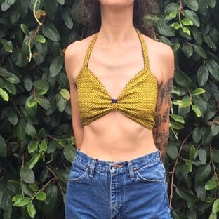 70s Gold Halter Top - Etsy