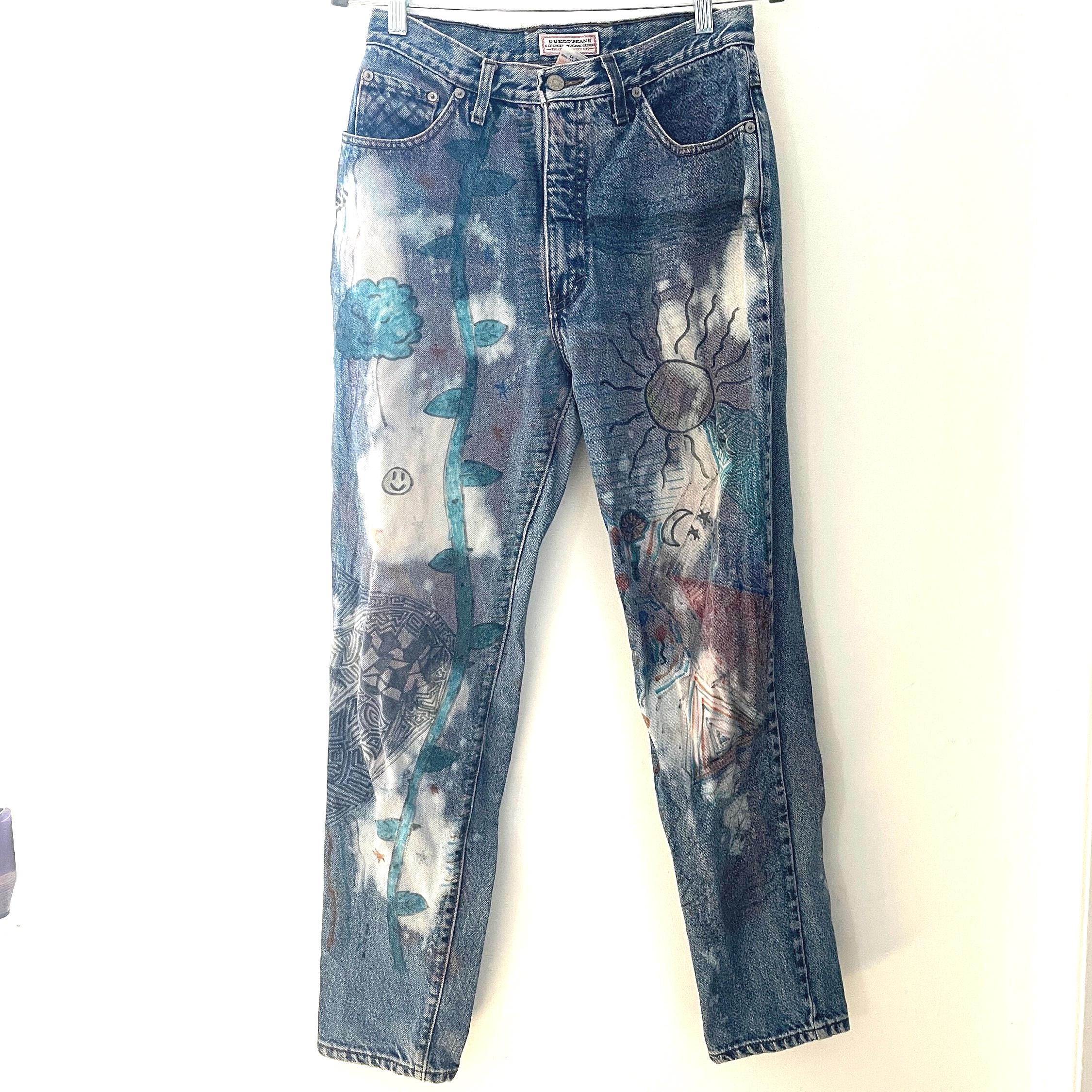 Jeans Painted Stars - Etsy