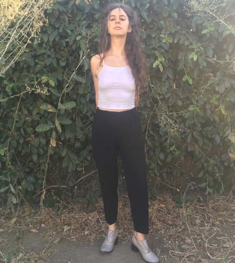 Vintage Knit Black Sweater Pants High Rise High Waisted Etsy