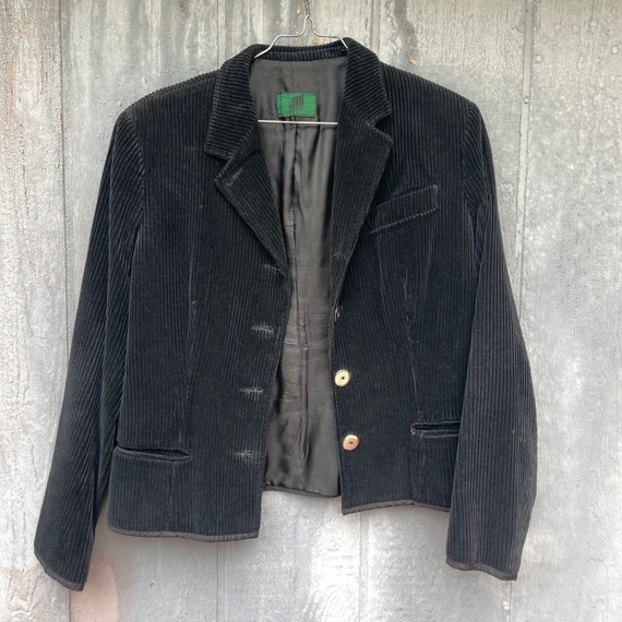 Jean Paul Gaultier Juniors Corduroy Blazer Black Tailored Editorial Jacket made in Italy cotton 90s authentic designer genuine iconic button View 5