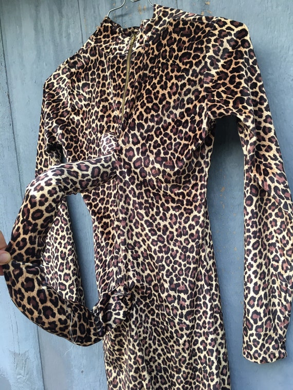 Vintage Halloween leopard print catsuit jumper st… - image 5