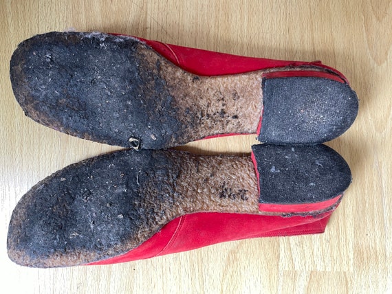 Vintage 1940s Italian red suede loafers oxfords l… - image 4