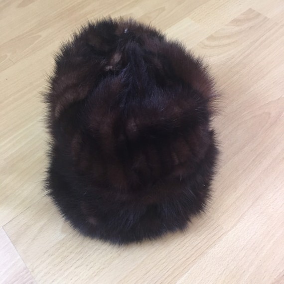 Mink Fox Tam Hat With Brim Winter Trapper Small Fur Ladies  display picture 3