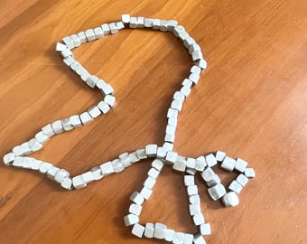 Aluminum Cube Bead Single Strand Necklace South Sudan African Tribal Jewelry Handmade Dinka Ethiopia Melted Recycled Metal Antique Jewelry