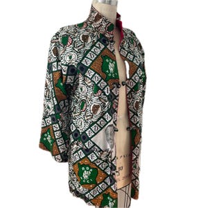 African pattern Unofficial Democratic Party Of Côte d'Ivoire Jacket reversible traditional textile Africa red green yellow print quilted