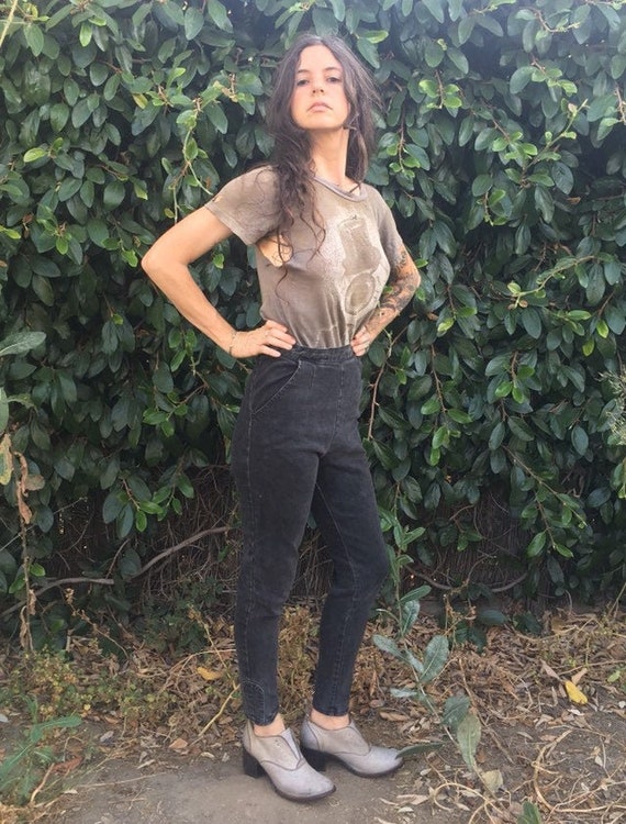 1980s Guess jeans ultra high rise waist black side