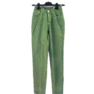 80s 90s Made in USA Levi's 25" ultra high rise waist forest green 100% cotton straight leg pants jeans soft classic red tab womens denim 5 M