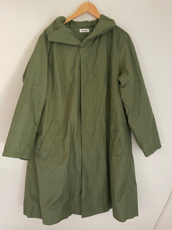 Issey Miyake Plantation army green trenchcoat rai… - image 2