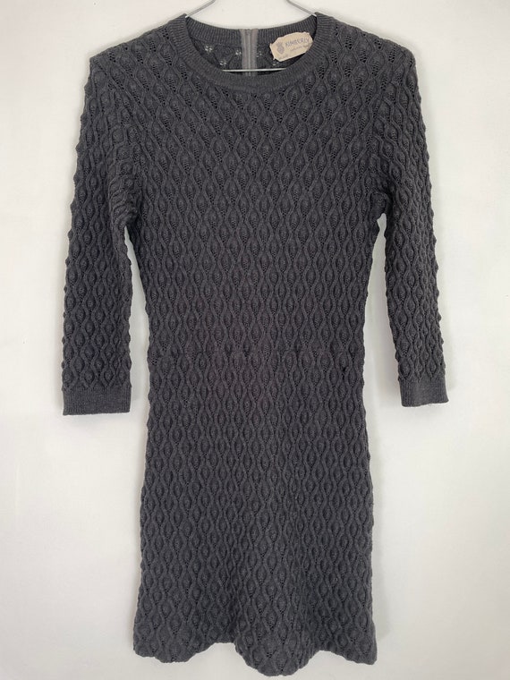 60s sweater dress cable knit lace work vintage au… - image 2