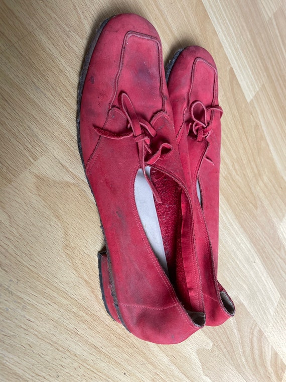Vintage 1940s Italian red suede loafers oxfords l… - image 3
