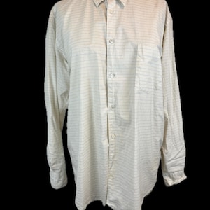 Camisa de manga larga unisex de algodón con botones y rayas horizontales blancas de Comme des Garçons, estilo años 90, de diseñador, fabricada en Francia, talla grande (XL/L).