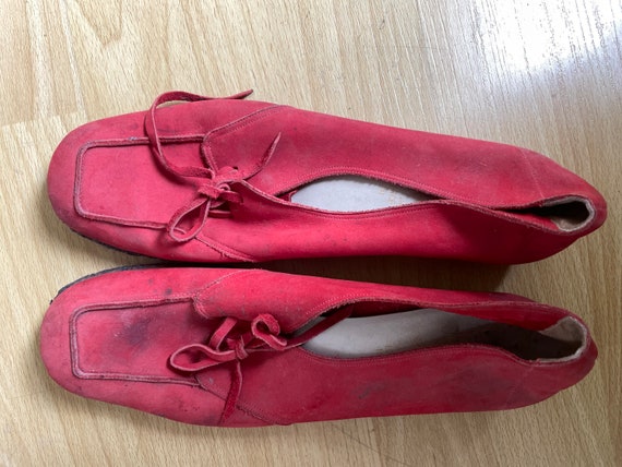 Vintage 1940s Italian red suede loafers oxfords l… - image 9
